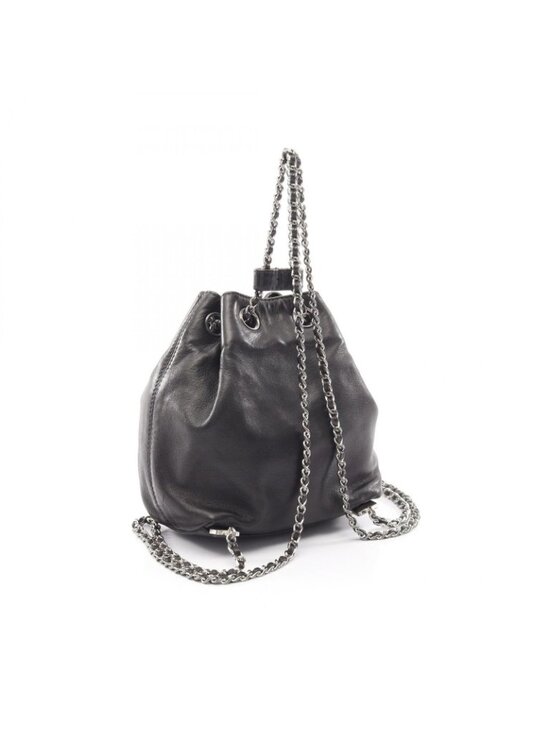 Chanel Backpack CC Logo Small Drawstring Black Lambskin CC Chain main image 4